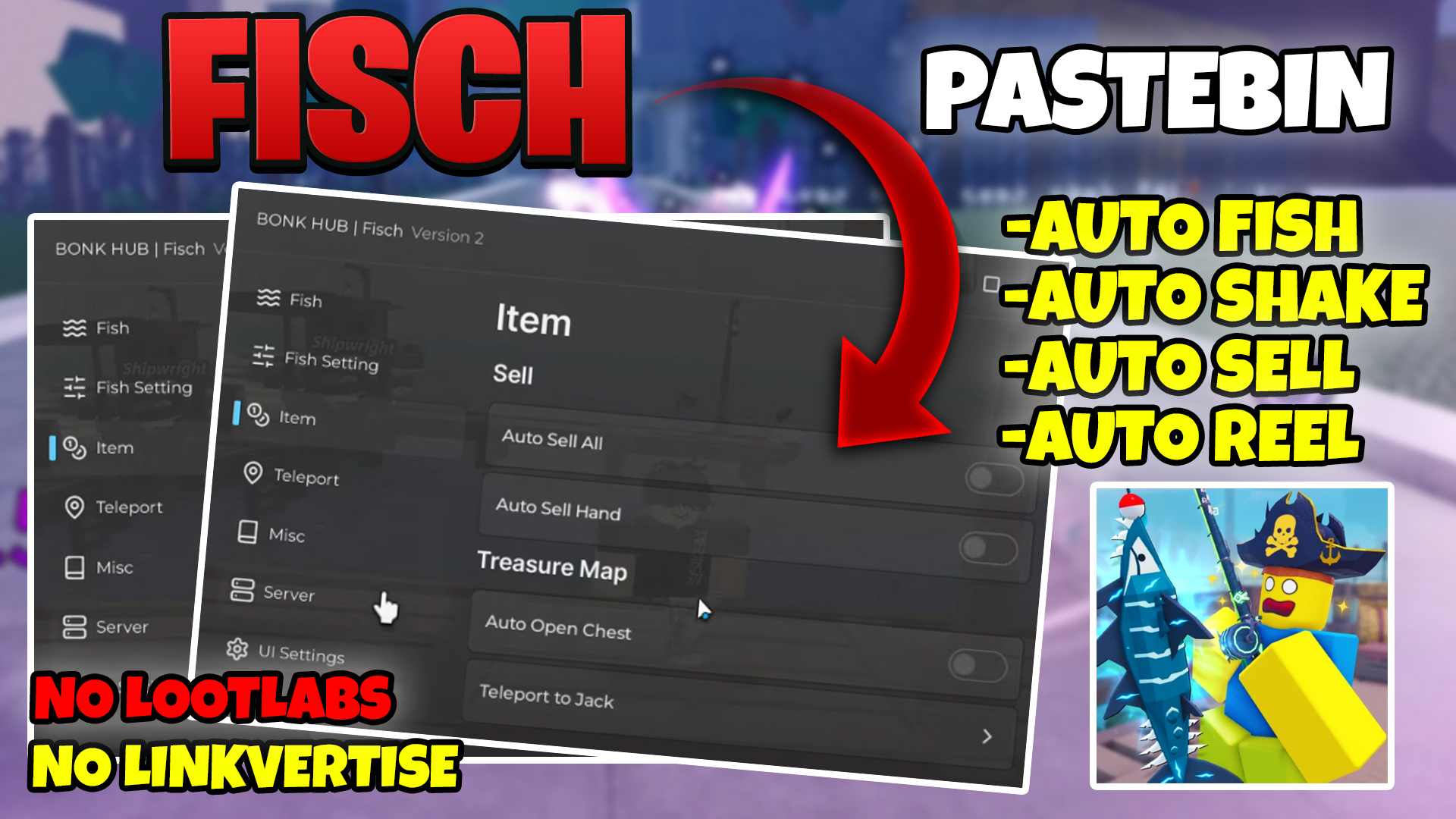 [BONK HUB] Fisch Script GUI / Hack | AUTO FISH + ANTI BAN| PASTEBIN